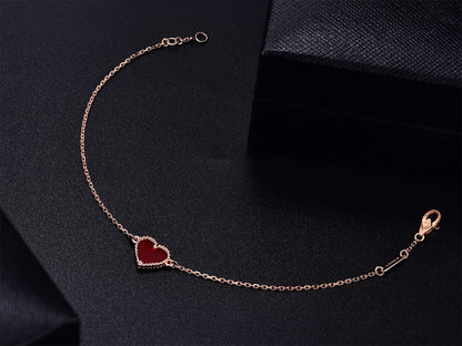 [Amore Jewelry]HEART CARNELIAN PINK GOLD BRACELET