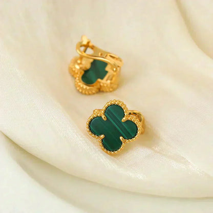 [Amore Jewelry]CLOVER MEDIUM 1 MOTIFS MALACHITE  EARRINGS