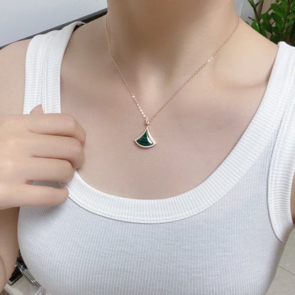 [Amore Jewelry]DREAM MALACHITE DIAMOND PAVED PINK GOLD NECKLACE
