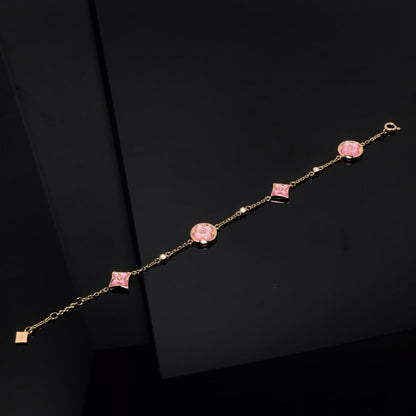 [Amore Jewelry]STAR AND SUN 4 MOTIF PINK MOP PINK GOLD BRACELET