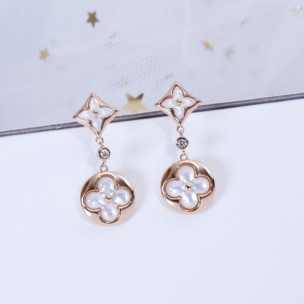 [Amore Jewelry]STAR AND SUN PINK GOLD MOP DROP EARRINGS