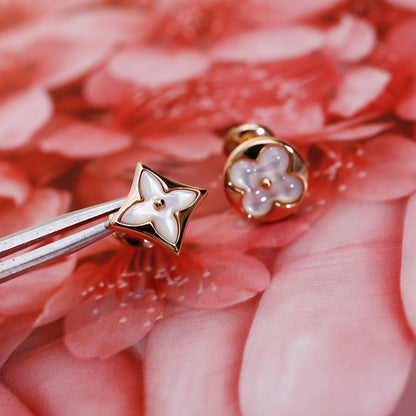 [Amore Jewelry]STAR AND SUN PINK GOLD MOP STUD EARRINGS