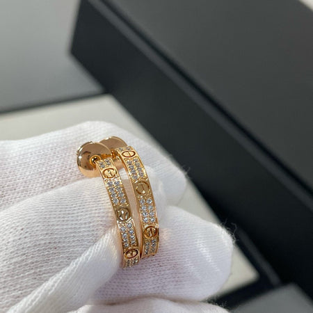 [Amore Jewelry]LOVE DIAMOND PINK GOLD HOOP EARRINGS