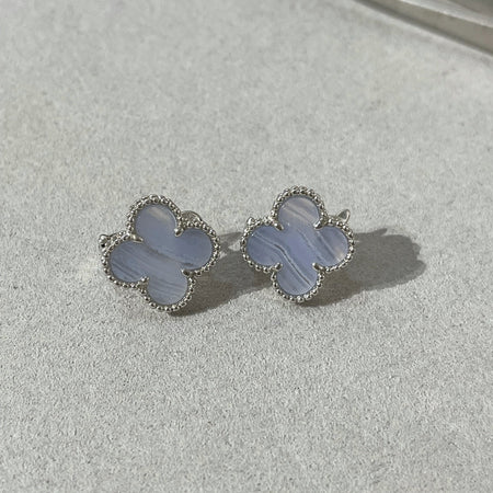 [Amore Jewelry]CLOVER CHALCEDONY SILVER STUD EARRINGS