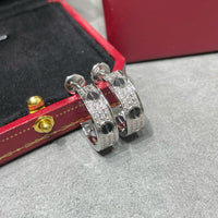 [Amore Jewelry]LOVE CERAMIC DIAMOND PAVED SILVER EARRINGS