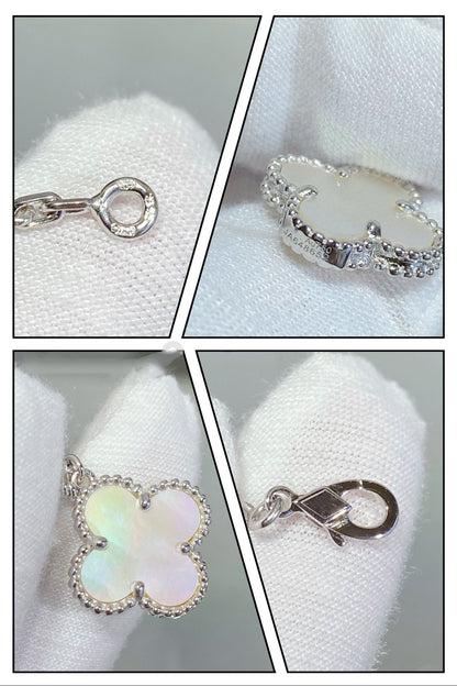 [Amore Jewelry]CLOVER 5 MOTIF WHITE MOP SILVER BRACELET