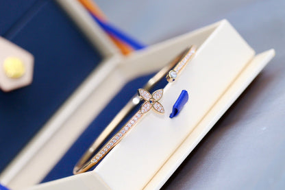 [Amore Jewelry]IDYLLE PINK GOLD OPEN BRACELET DIAMOND PAVED