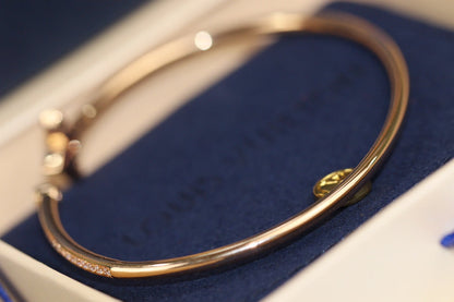 [Amore Jewelry]IDYLLE PINK GOLD OPEN BRACELET DIAMOND PAVED
