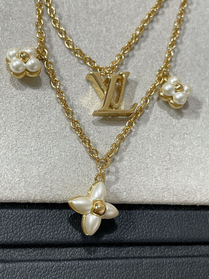 [Amore Jewelry]FLOWERGRAM GOLD MOP DOUBLE ROW NECKLACE
