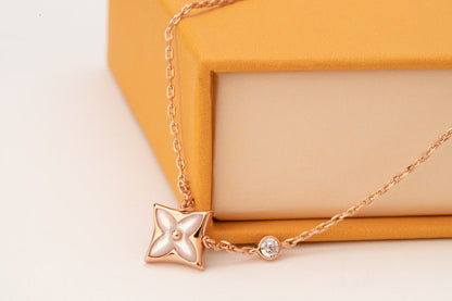 [Amore Jewelry]STAR PINK MOP 1 DIAMOND PINK GOLD NECKLACE