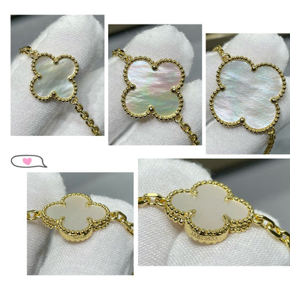 [Amore Jewelry]CLOVER 16 MOTIF WHITE MOP GOLD NECKLACE