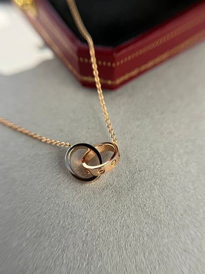 [Amore Jewelry]LOVE NECKLACE DOUBLE RING PINK GOLD