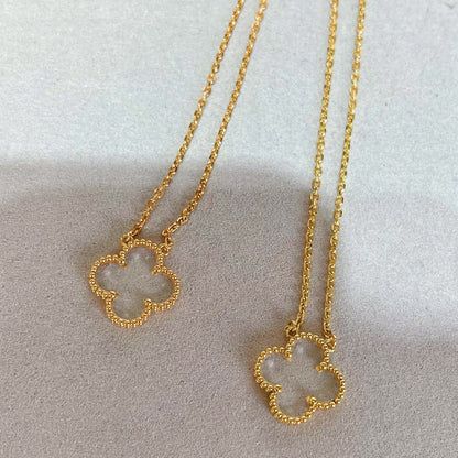 [Amore Jewelry]CLOVER ROCK CRYSTAL ROSE GOLD NECKLACE
