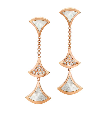 [Amore Jewelry]DREAM EARRINGS 3 MOTIFS DIAMOND MOP PINK GOLD