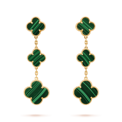 [Amore Jewelry]CLOVER MALACHITE 3 MOTIFS GOLD