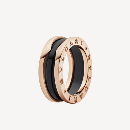 [Amore Jewelry]ZERO 1 TWO-BAND LOOPS AND BLACK CERAMIC PINK GOLD RING