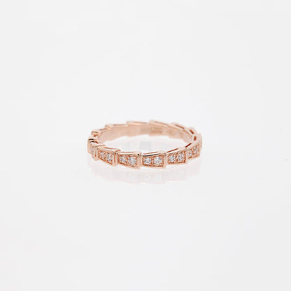 [Amore Jewelry]SERPENTI RING PINK GOLD DIAMOND PAVED 3MM