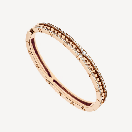 [Amore Jewelry]ZERO 1 SPIRAL AND PAVED DIAMOND PINK GOLD BRACELET