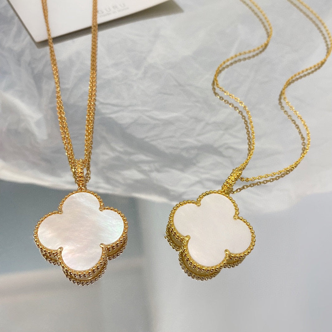 [Amore Jewelry]CLOVER 25MM MOP LARGE PENDANT NECKLACE
