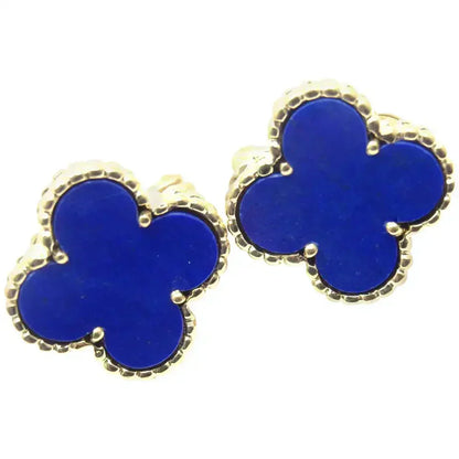 [Amore Jewelry]CLOVER MINI 9.5MM BLUE AGATE EARRINGS