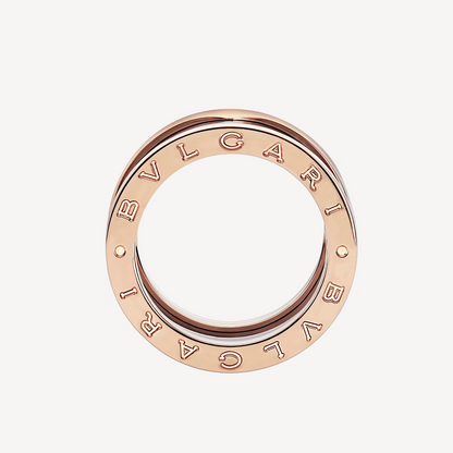 [Amore Jewelry]ZERO 1 FOUR-BAND LOOPS AND BLACK CERAMIC SPIRAL PINK GOLD RING