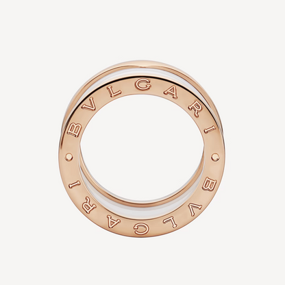 [Amore Jewelry]ZERO 1 FOUR-BAND LOOPS AND WHITE CERAMIC SPIRAL PINK GOLD RING