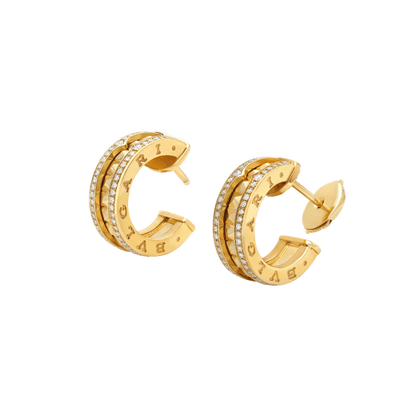 [Amore Jewelry]ZERO 1 ROCK GOLD EARRINGS WITH STUDDED SPIRAL AND PAVED DIAMONDS