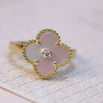 [Amore Jewelry]CLOVER PINK MOP RING GOLD DIAMOND