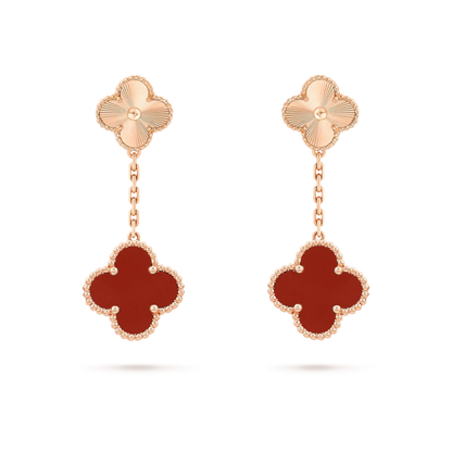 [Amore Jewelry]CLOVER 2 MOTIF  LASER CARNELIAN EARRINGS