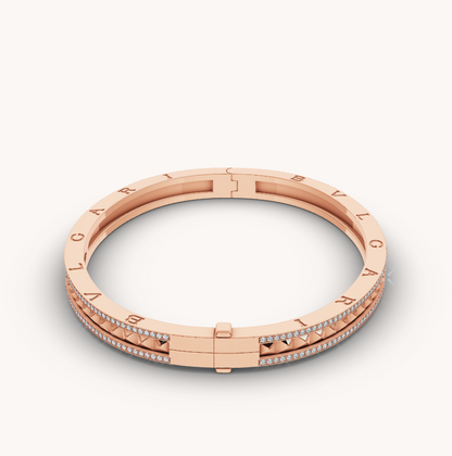 [Amore Jewelry]ZERO 1 SPIRAL AND PAVED DIAMOND PINK GOLD BRACELET