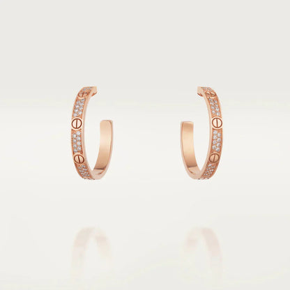 [Amore Jewelry]LOVE DIAMOND PINK GOLD HOOP EARRINGS