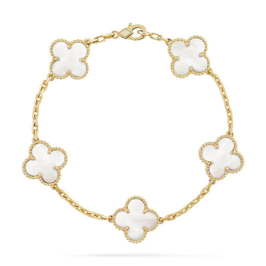 [Amore Jewelry]CLOVER  5 MOTIF WHITE MOP BRACELET