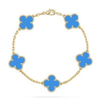 [Amore Jewelry]CLOVER 5 MOTIFS BLUE AGATE BRACELET