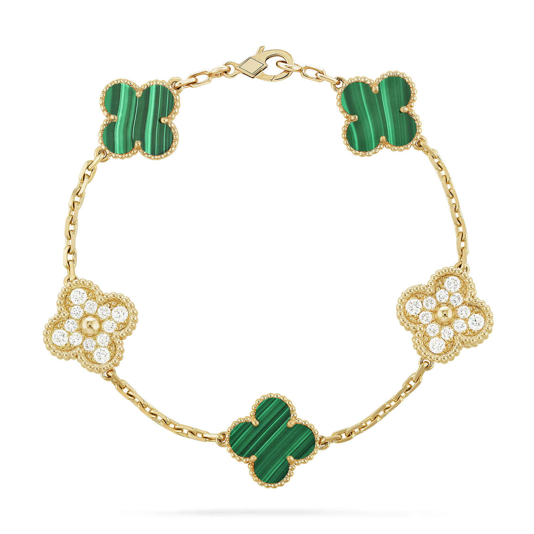 [Amore Jewelry]CLOVER  5 MOTIF MALACHITE DIAMOND BRACELET