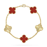 [Amore Jewelry]CLOVER  5 MOTIFS CARNELIAN GOLD BRACELET