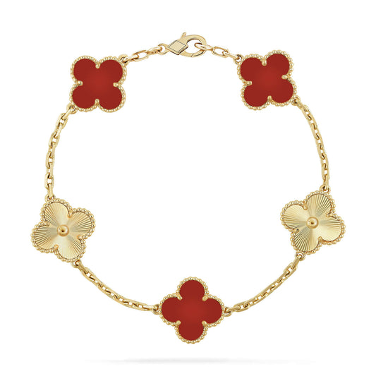 [Amore Jewelry]CLOVER  5 MOTIFS CARNELIAN GOLD BRACELET