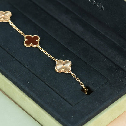 [Amore Jewelry]CLOVER  5 MOTIFS CARNELIAN GOLD BRACELET