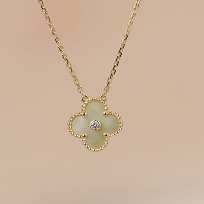 [Amore Jewelry]CLOVER 15MM DIAMOND GOLD MOTHER OF PEARL NECKLACE