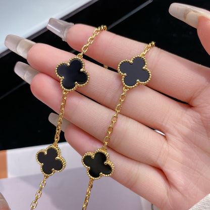 [Amore Jewelry]CLOVER 10 MOTIFS ONYX NECKLACE