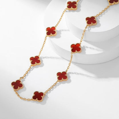 [Amore Jewelry]CLOVER 10 MOTIFS CARNELIAN NECKLACE