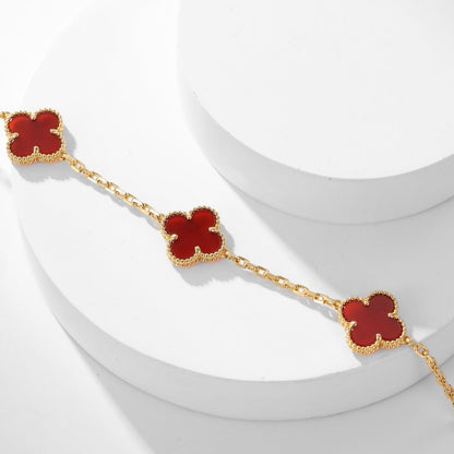 [Amore Jewelry]CLOVER 10 MOTIFS CARNELIAN NECKLACE