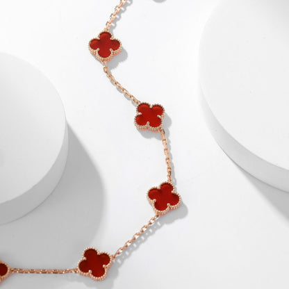 [Amore Jewelry]CLOVER 10 MOTIFS CARNELIAN NECKLACE