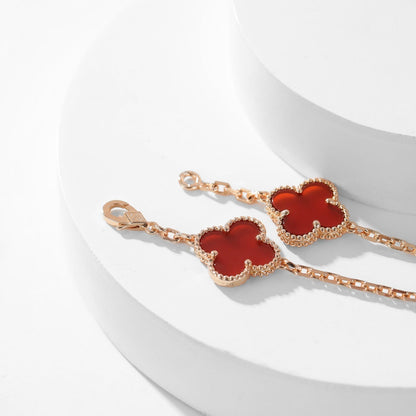 [Amore Jewelry]CLOVER 10 MOTIFS CARNELIAN NECKLACE