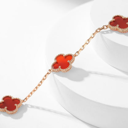[Amore Jewelry]CLOVER 10 MOTIFS CARNELIAN NECKLACE