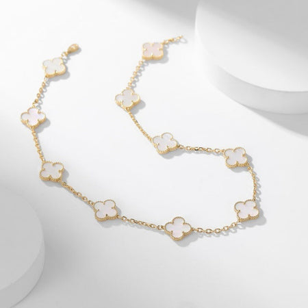 [Amore Jewelry]CLOVER 10 MOTIFS WHITE MOTHER OF PEARL NECKLACE