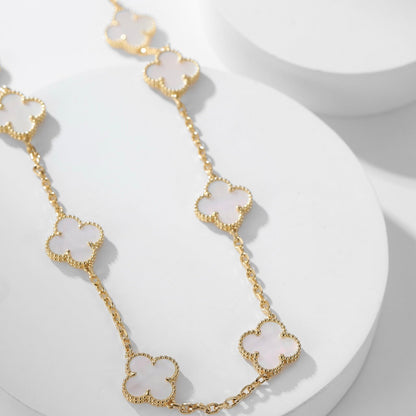 [Amore Jewelry]CLOVER 10 MOTIFS WHITE MOTHER OF PEARL NECKLACE
