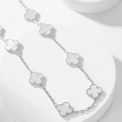 [Amore Jewelry]CLOVER 10 MOTIFS WHITE MOTHER OF PEARL NECKLACE