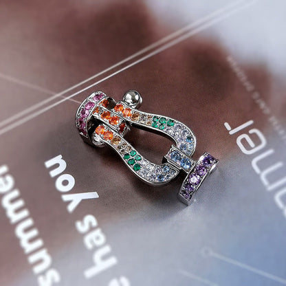 [Amore Jewelry]FORC LARGE HORSESHOE  COLORED DIAMOND BRACELET SILVER