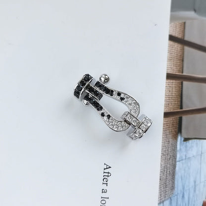 [Amore Jewelry]FORCE LARGE HORSESHOE BLACK WHITE DIAMOND BRACELET SILVER