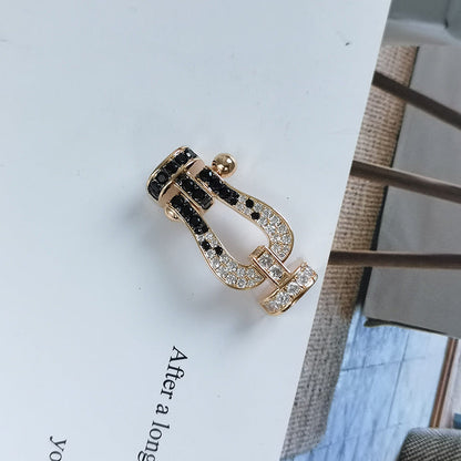 [Amore Jewelry]FORCE LARGE HORSESHOE BLACK WHITE DIAMOND BRACELET ROSE GOLD